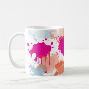 Caneca De Café Abstrato Azul Cor-de-Cor-de-Cor Laranja Espalhos d
