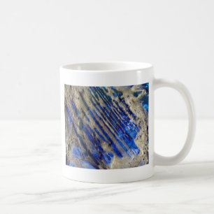 Caneca De Café Abstrato azul e Dourado