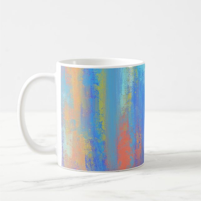 Caneca De Café Abstrato Azul e Laranja (Esquerda)