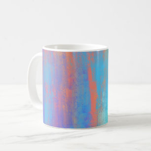 Caneca De Café Abstrato Azul e Laranja