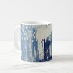 Caneca De Café Abstrato Azul e Marfim