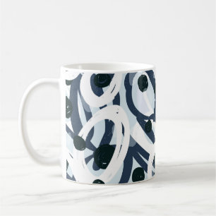 Caneca De Café Abstrato azul e marinho pinceladas de pintura