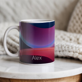 Caneca De Café Abstrato azul escuro púrpura