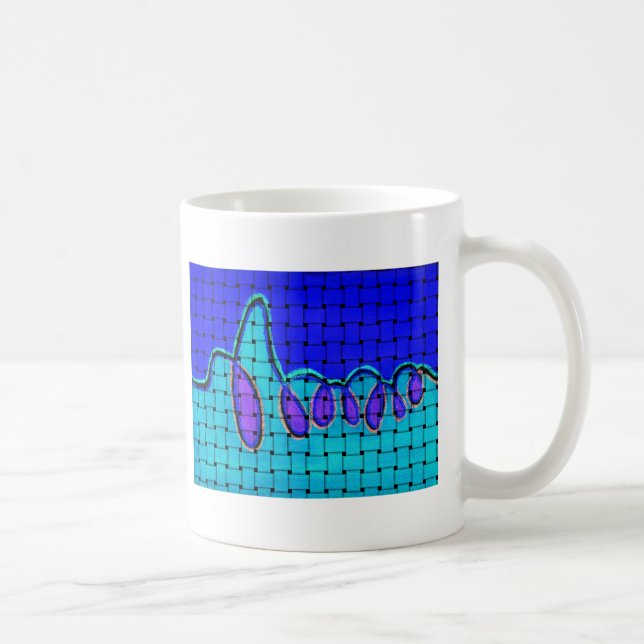 Caneca De Café Abstrato azul francês com textura tecida (Direita)