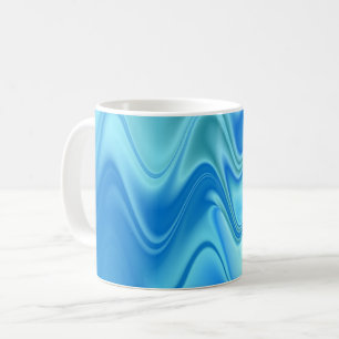 Caneca De Café Abstrato Azul Ondulado