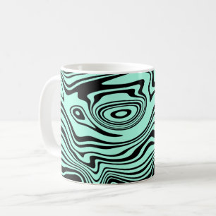 Caneca De Café Abstrato Black Teal Wavy Strike Coffee Mug