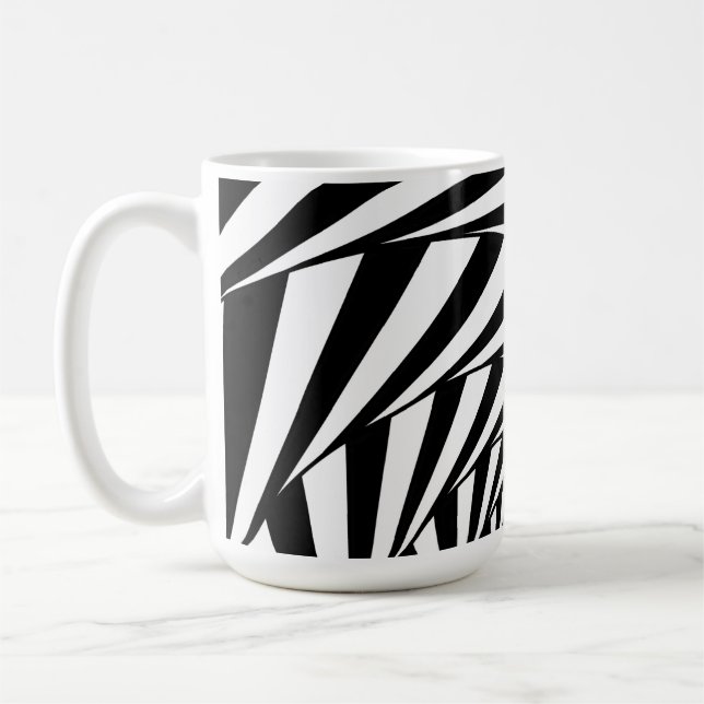 Caneca De Café Abstrato Black & White Swirl Spiral Mug (Esquerda)