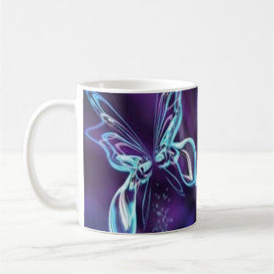 Caneca De Café Abstrato Butterfly Vibrante Neon Blue Purple Tea o