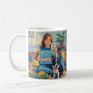 Caneca De Café Abstrato Cartoon cão mãe cachorrinho