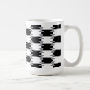 Caneca De Café Abstrato Checkered preto e branco