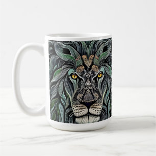 Caneca De Café Abstrato Chique King Lion