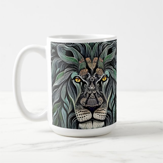 Caneca De Café Abstrato Chique King Lion (Esquerda)