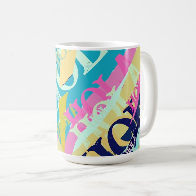 Caneca De Café Abstrato Colorful Hola (Frente Esquerda)