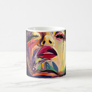 Caneca De Café Abstrato Colorida Face