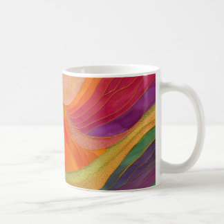 Caneca De Café Abstrato com cor laranja, verde, vermelha