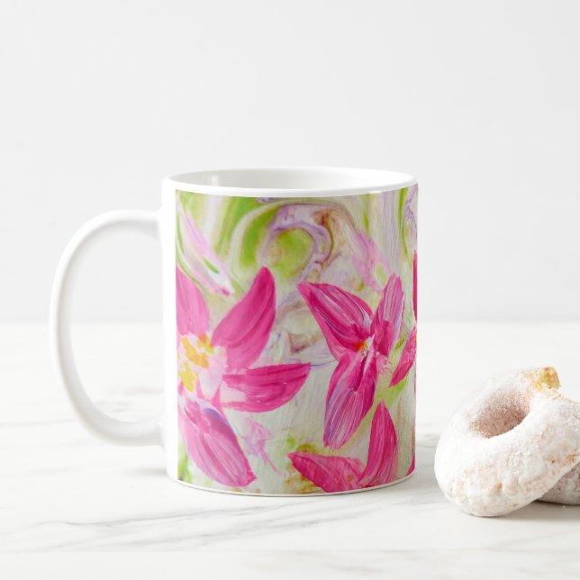 Caneca De Café Abstrato cor-de-rosa (Com Donut)