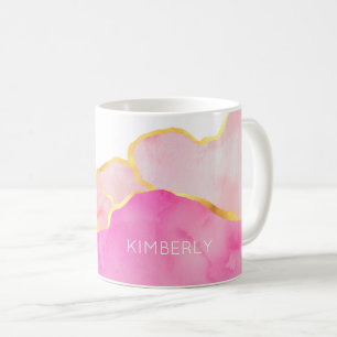 Caneca De Café Abstrato, Cor-de-Rosa, Dourado, NOME Moderno Femin