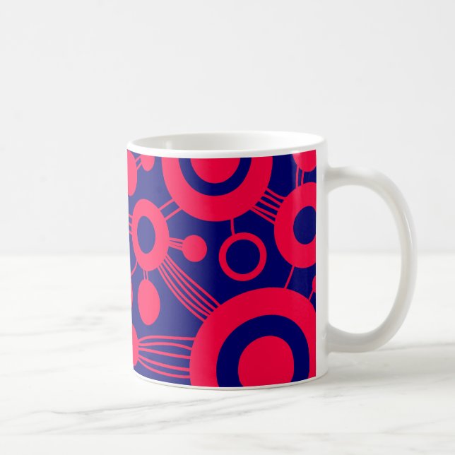 Caneca De Café Abstrato da árvore da vida - vermelho e azul (Direita)
