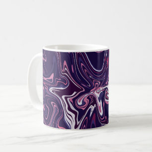 Caneca De Café Abstrato Dark Swirls com púrpura e rosa