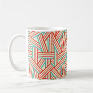 Caneca De Café Abstrato das listras coloridas