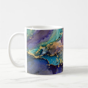 Caneca De Café Abstrato de álcool Dourado multicolor