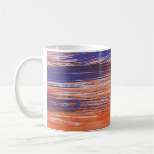 Caneca De Café Abstrato de Aquarela: Mistura Azul Laranja