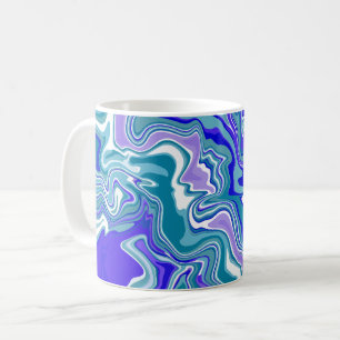Caneca De Café Abstrato de Arte de Fluido Azul Profundo