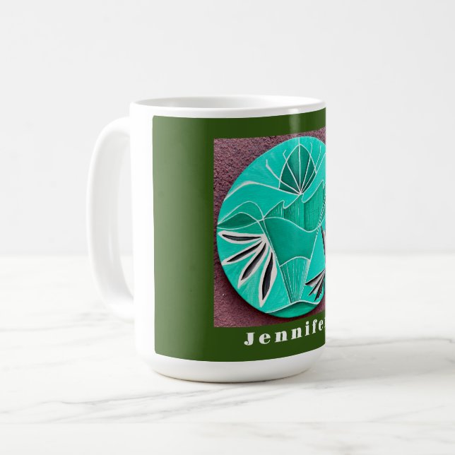 Caneca De Café Abstrato de arte florestal personalizada (Frente Esquerda)
