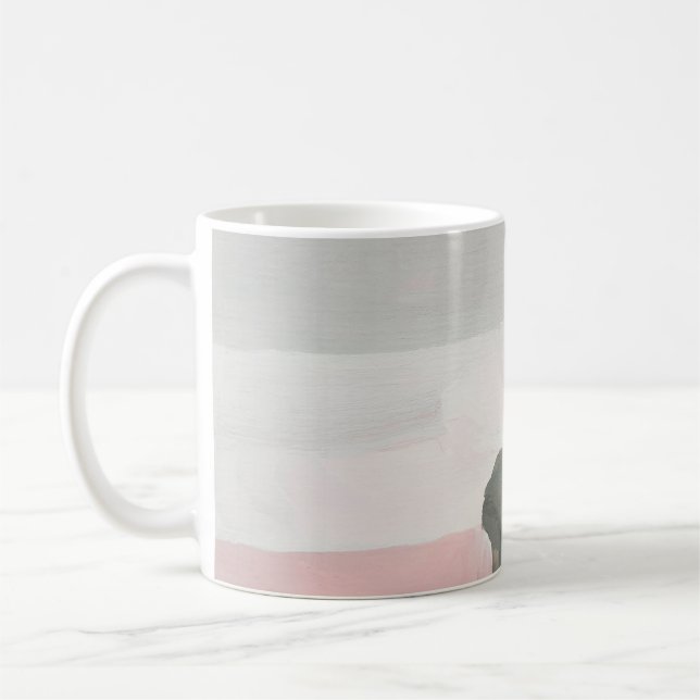 Caneca De Café Abstrato de arte moderna. Pintura rosa, gra (Esquerda)