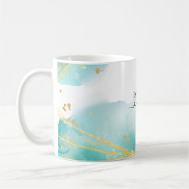 Caneca De Café Abstrato de cor aquosa personalizável de turquesa