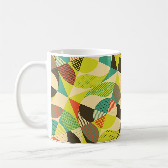 Caneca De Café Abstrato de design geométrico colorido. (Esquerda)