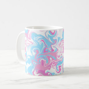 Caneca De Café Abstrato de espiral de cores rosa, azul e branca