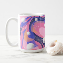 Caneca De Café Abstrato de espiral espacial exterior rosa e roxa