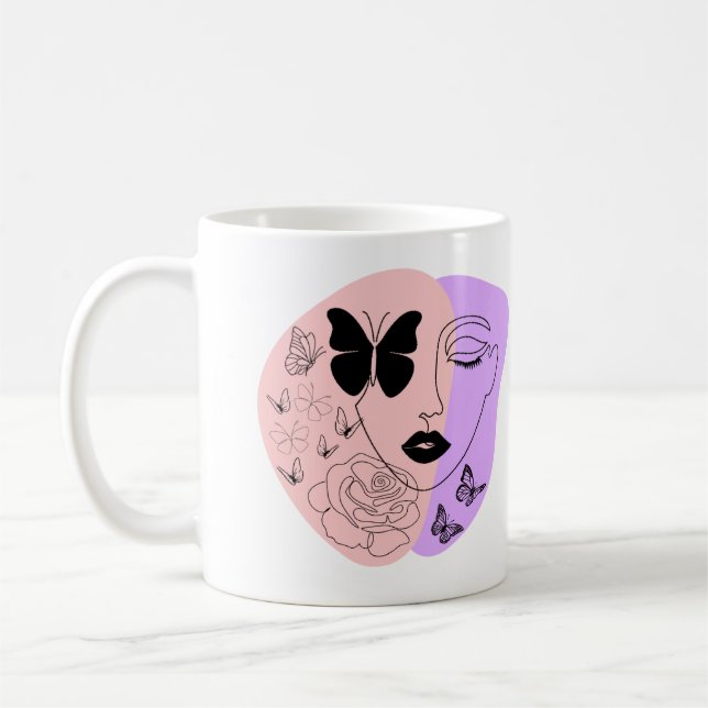 Caneca De Café Abstrato de face mínima Bolsa de compra reutilizáv (Esquerda)