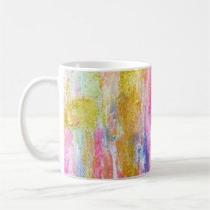 Caneca De Café Abstrato de filamentos de tintas na parede. Tex mo