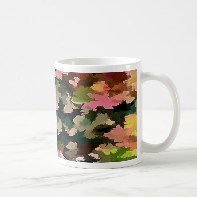 Caneca De Café Abstrato De Folhagem Em Tones Automáticos (Direita)