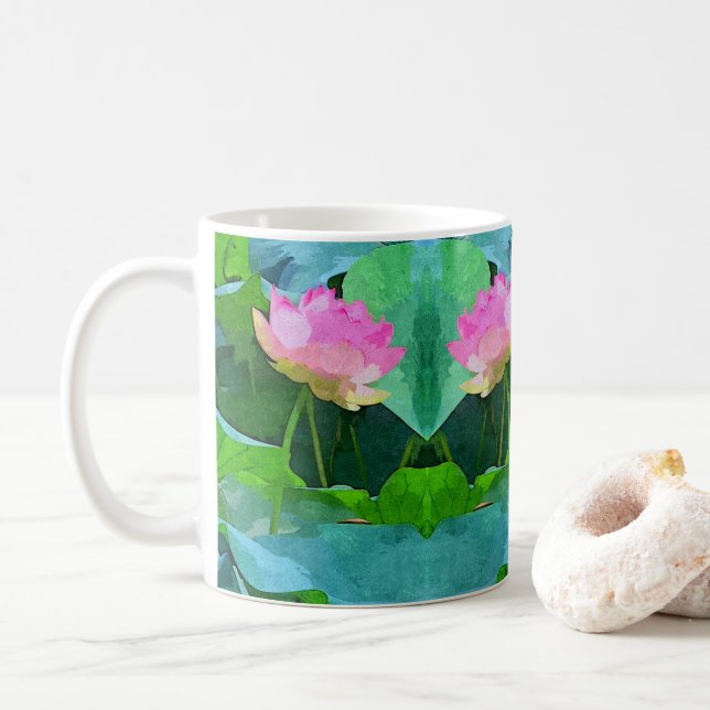 Caneca De Café Abstrato de Lotus Rosa Mug (Com Donut)