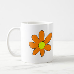 Caneca De Café Abstrato de margarida amarela laranja adiciona o n
