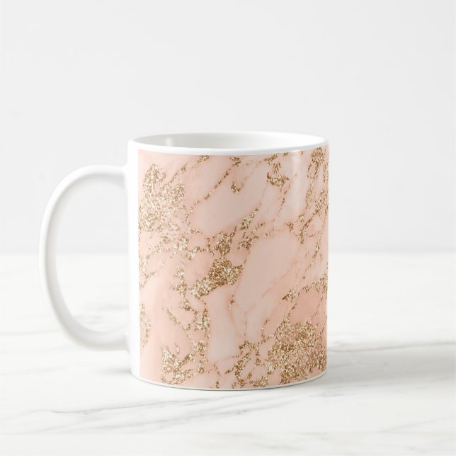 Caneca De Café abstrato de mármore Rosa dourado (Esquerda)