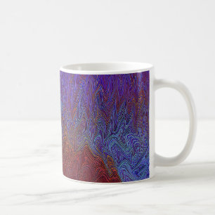 Caneca De Café abstrato de "Neural Firestorm" - Azul Vermelho