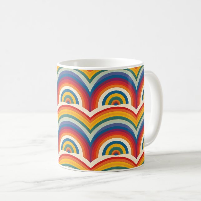 Caneca De Café Abstrato de Padrão do Arco-Íris (Frente Esquerda)