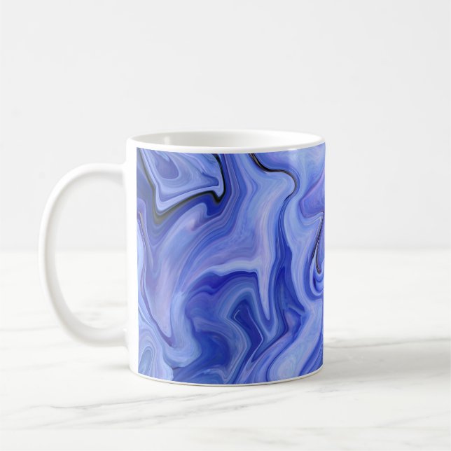 Caneca De Café Abstrato de seda azul (Esquerda)