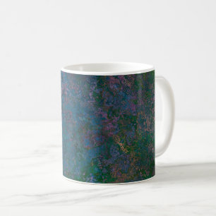 Caneca De Café Abstrato de Tinta Verde Escura e Azul