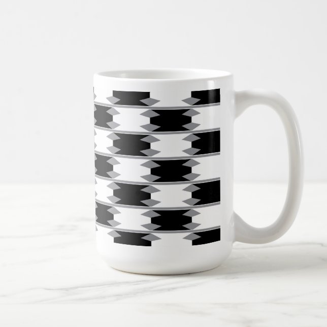 Caneca De Café Abstrato de Verificação Preta E Branca (Direita)