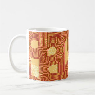 Caneca De Café Abstrato de Vintagem Geométrica Colorida.