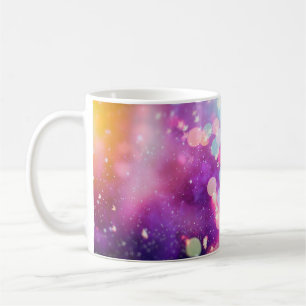 Caneca De Café Abstrato desfocado de brilho azul e prateado