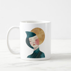 Caneca De Café Abstrato - Design De, Dama De Abóbora Azul