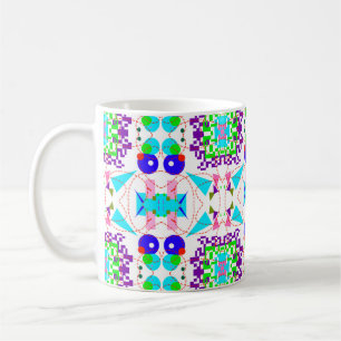 Caneca De Café Abstrato divertido fundo. Padrão de formas de core