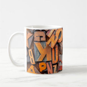 Caneca De Café abstrato do alfabeto - fundo da letra aleatória