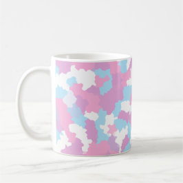 Caneca De Café Abstrato do Camo Branco Azul Rosa